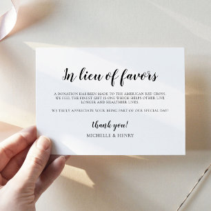 Simple Elegant In Lieu of Favors Card