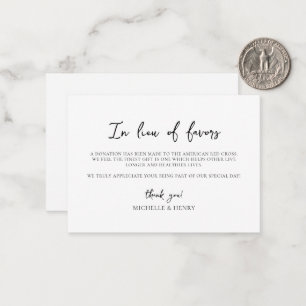 Simple Elegant In Lieu of Favors Card