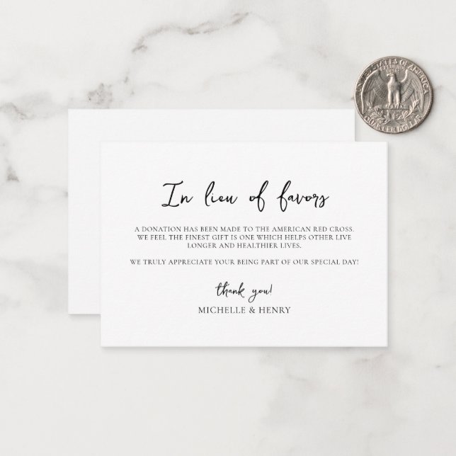 Simple Elegant In Lieu of Favors Card (Front/Back In Situ)