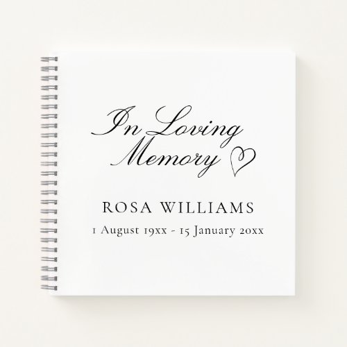 Simple Elegant In Loving Memory Funeral Guest Book