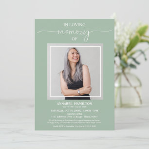 Simple Elegant In Loving Memory Funeral Photo Invitation