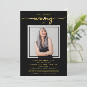Simple Elegant In Loving Memory Funeral Photo Invitation