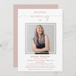 Simple Elegant In Loving Memory Funeral Photo Invitation | Zazzle