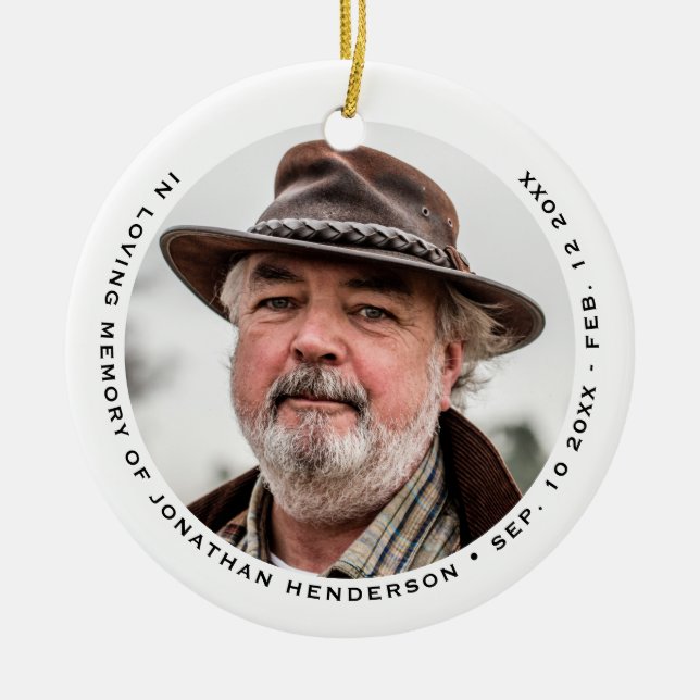 Simple Elegant In Loving Memory Photo Ceramic Ornament (Front)