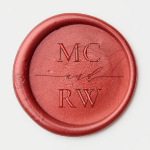Simple elegant initials personalized wedding wax seal sticker