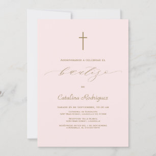 Simple Elegant Invitacion De Bautizo Girl Baptism  Invitation