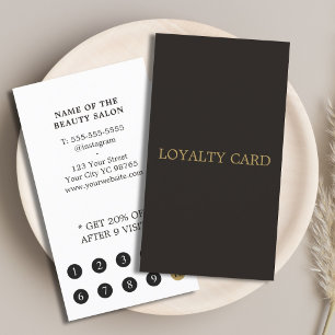 Simple Elegant Ivory Black Gold Beauty Salon Loyalty Card