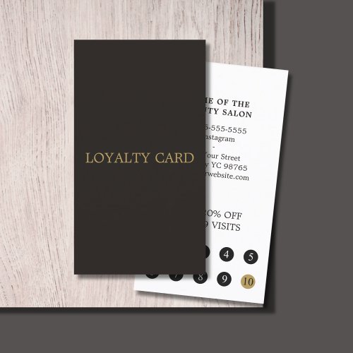 Simple Elegant Ivory Black Gold Beauty Salon Loyalty Card