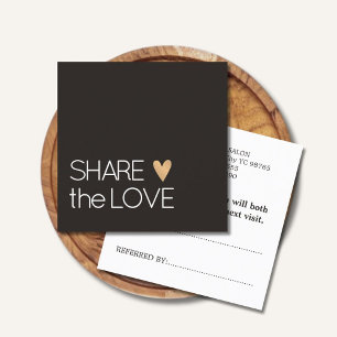 Simple Elegant Ivory Black White Gold Heart Referral Card