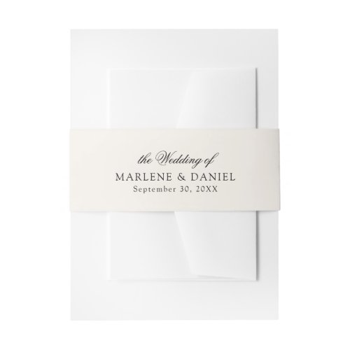 Simple Elegant Ivory Cream Off White Formal Event Invitation Belly Band