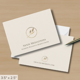 Simple Elegant Ivory Gold Leaf Note Card