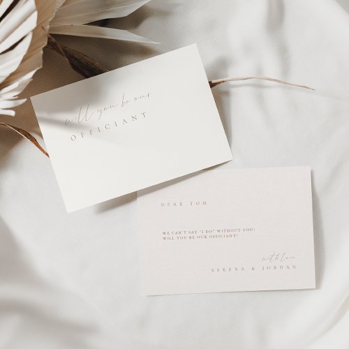 Simple Elegant Ivory Officiant Proposal Card