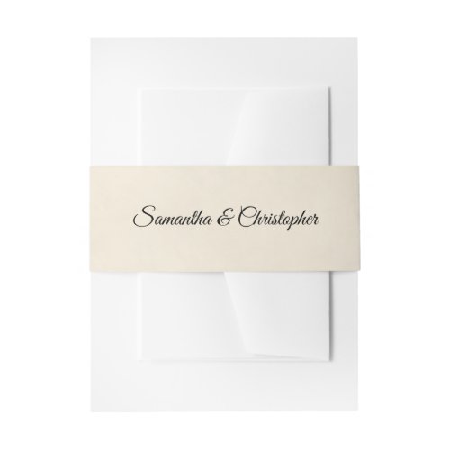 Simple Elegant Ivory or Cream Colored Wedding  Invitation Belly Band
