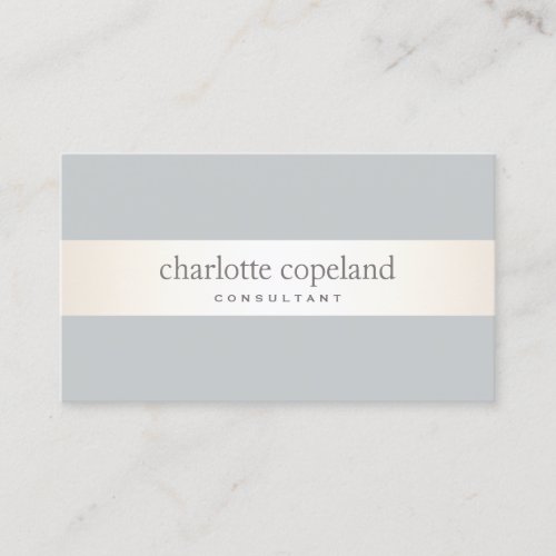 Simple Elegant Ivory Stripe Gray Professional Business Card