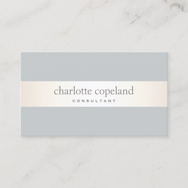 Simple Elegant Ivory Stripe Gray Professional Business Card (Front)