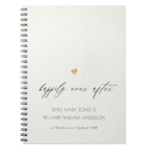 SIMPLE ELEGANT IVORY TYPOGRAPHY HAPPILY EVER AFTER NOTEBOOK
