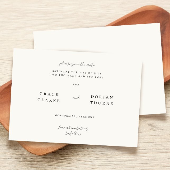 Simple Elegant Ivory White Neutral Tone Wedding Save The Date (Creator Uploaded)
