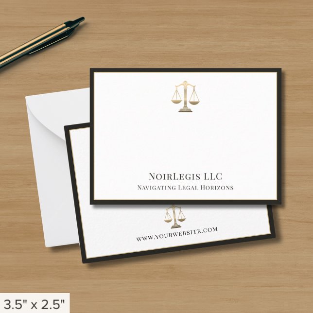 Simple Elegant Justice Scale Legal Note Card (Creator Uploaded)