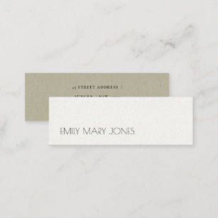 SIMPLE ELEGANT KRAFT GREY TYPOGRAPHY ADDRESS MINI BUSINESS CARD