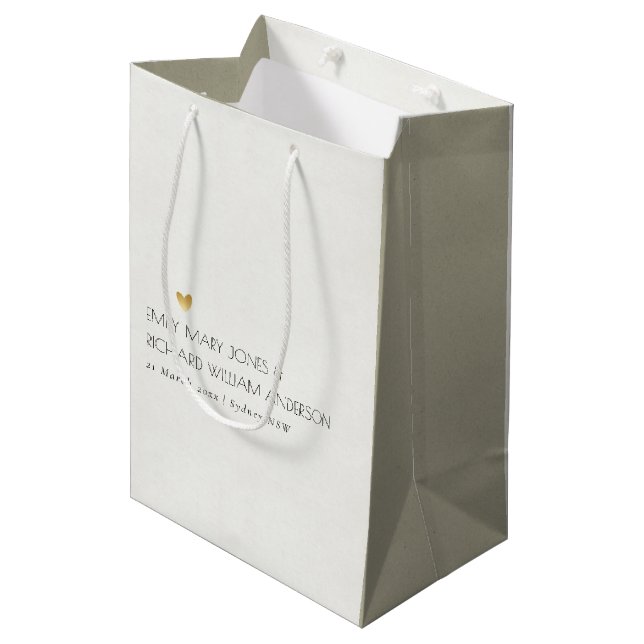 SIMPLE ELEGANT KRAFT GREY TYPOGRAPHY WEDDING MEDIUM GIFT BAG (Front Angled)