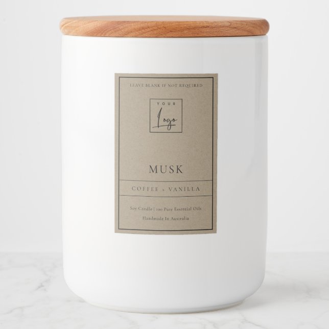 SIMPLE ELEGANT KRAFT LOGO BORDER MODERN CANDLE FOOD LABEL (Front)
