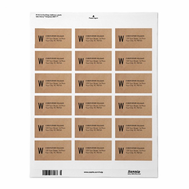 Simple Elegant Kraft Paper Business Monogram Label