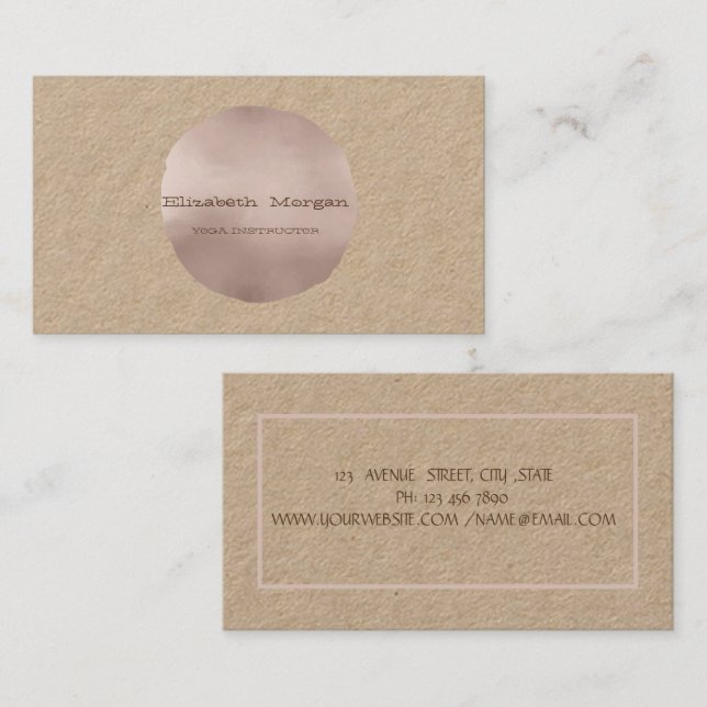 Simple Elegant Kraft Rose Gold Dot Business Card (Front/Back)