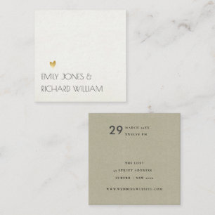 SIMPLE ELEGANT KRAFT WHITE TYPOGRAPHY WEDDING SQUARE BUSINESS CARD