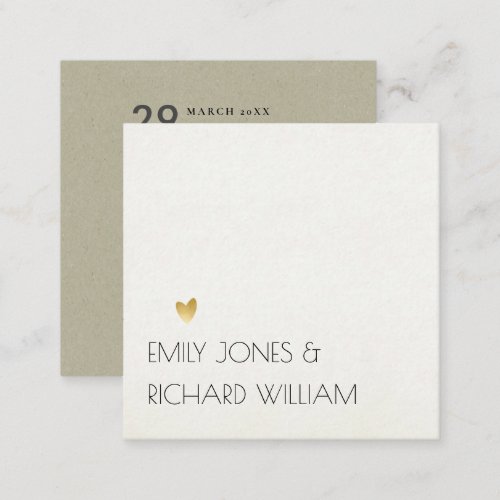 SIMPLE ELEGANT KRAFT WHITE TYPOGRAPHY WEDDING SQUARE BUSINESS CARD