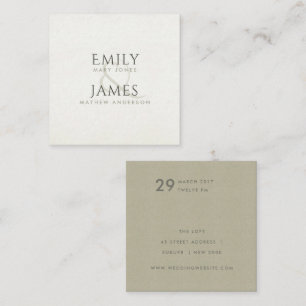 SIMPLE ELEGANT KRAFT WHITE TYPOGRAPHY WEDDING SQUARE BUSINESS CARD