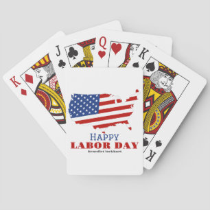 Simple Elegant Labor Day with USA flag Poker Cards