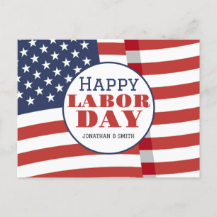 Simple Elegant Labor Day with USA flag Postcard