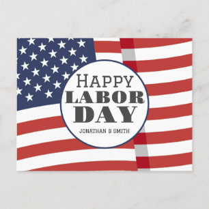 Simple Elegant Labor Day with USA flag Postcard