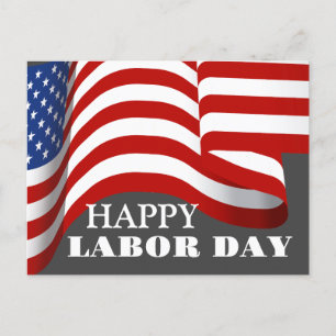 Simple Elegant Labor Day with USA flag Postcard