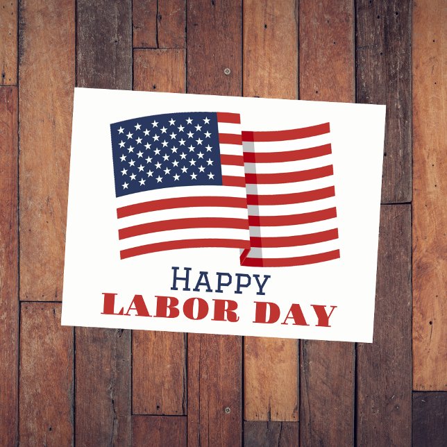 Simple Elegant Labor Day with USA flag Postcard (Creator Uploaded)