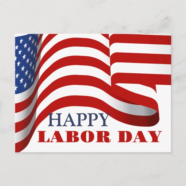Simple Elegant Labor Day with USA flag Postcard (Front)