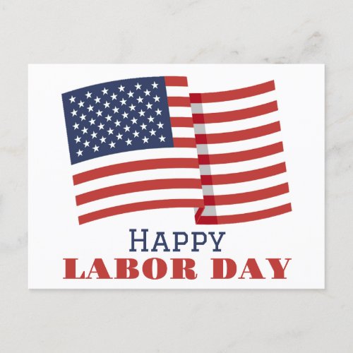 Simple Elegant Labor Day with USA flag Postcard