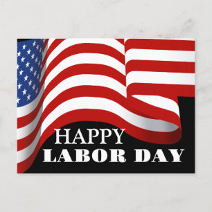 Simple Elegant Labor Day with USA flag Postcard