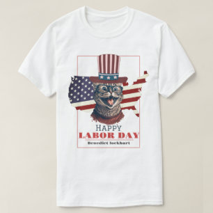 Simple Elegant Labor Day with USA flag T-Shirt