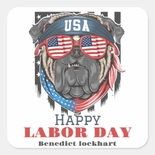 Simple Elegant Labor Day with USA flag T-Shirt Square Sticker