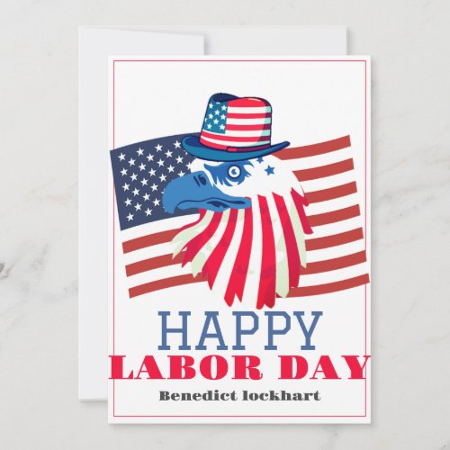 Simple Elegant Labor Day with USA flag T_Shirt Thank You Card
