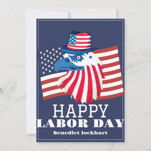 Simple Elegant Labor Day with USA flag T_Shirt Thank You Card