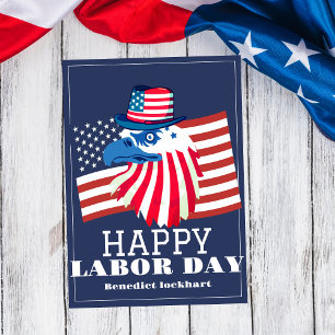 Simple Elegant Labor Day with USA flag T-Shirt Thank You Card