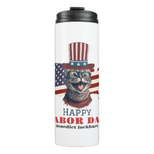 Simple Elegant Labor Day with USA flag T-Shirt Thermal Tumbler