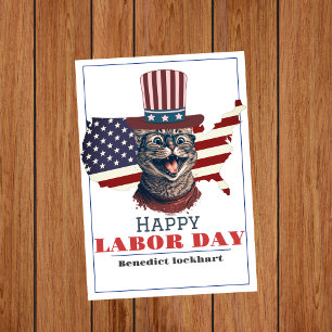 Simple Elegant Labor Day with USA flag Thank You C Card
