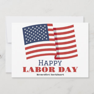 Simple Elegant Labor Day with USA flag Thank You Card