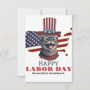 Simple Elegant Labor Day with USA flag Thank You Card
