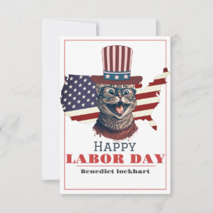 Simple Elegant Labor Day with USA flag Thank You Card