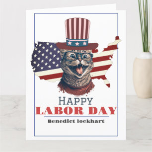 Simple Elegant Labor Day with USA flag Thank You Card