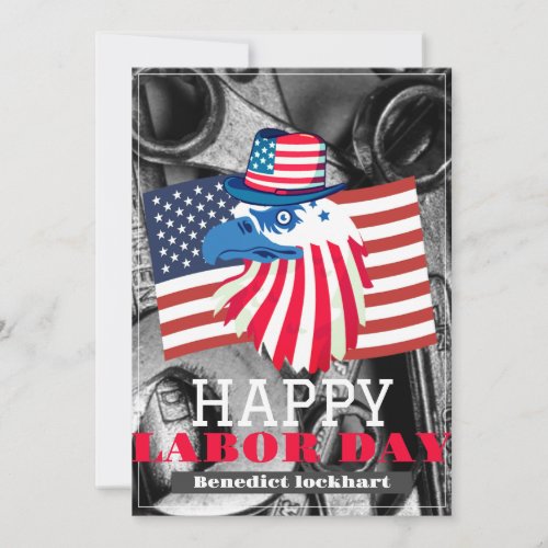 Simple Elegant Labor Day with USA flag Thank You Card